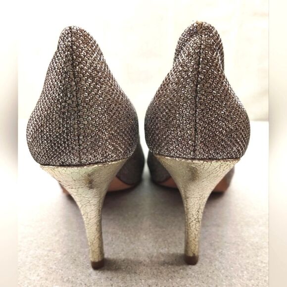 Vince Camuto Silver Grey  Peep-Toe Heels Shoes Formal Party Sz 6 - Picture 11 of 15